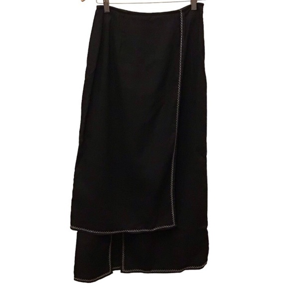 J. Jill Dresses & Skirts - J. Jill 6 Maxi 100% Linen Wrap Skirt Black Lagenlook Career Business